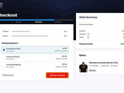 Checkout for SYM checkout order shipping ui ux