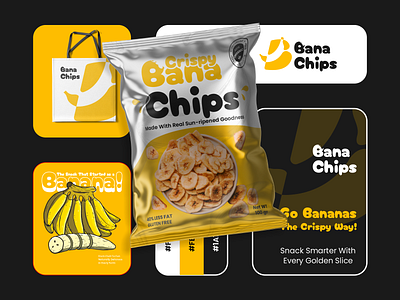 Bana Chips Logo Design banana brand branding chips design food fruit graphic design inspiration logo modern poster snacks trend vector