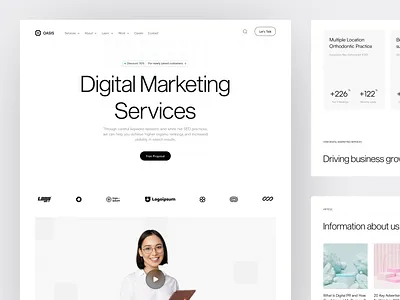 Oasis - Digital Marketing Website agency agency website b2b business company digital agency digital marketing landing page marketing marketing agency minimalist portfolio professional seo service ui ux web design website