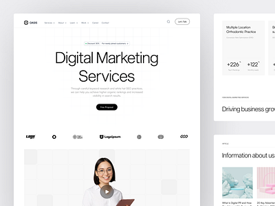 Oasis - Digital Marketing Website agency agency website b2b business company digital agency digital marketing landing page marketing marketing agency minimalist portfolio professional seo service ui ux web design website