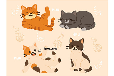 Group of Cats Lying Together animal awareness background breeds cartoon cat celebration character cute event feline fluffy happy pet pets protection races rescue shelter species