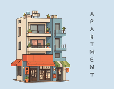Modern Apartment Building Illustration 3d 3d apartment 3d design 3d digital art 3d illustration 3d vector apartment design home digital art digital design digital illustration home building home living illustration japan japan vibes japanese living modern