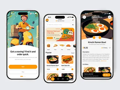 Food Delivery Mobile App delivery app design e commerce fast food food food delivery map menu mobile app order pizza road ui ui kit ux