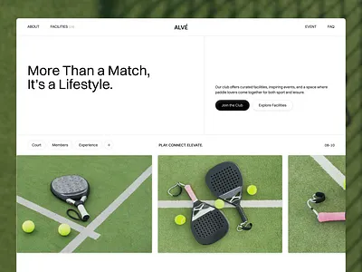 ALVÉ — Paddle Club Landing Page🥎 clean club editorial gridlayout landingpage lifestyle minimalism minimalist modern paddle simple sport ui web