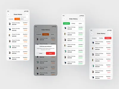 E-Commerce Order History Screens UI/UX app b2b e commerce e commerce order history ecommerce app history mobile app order history product list saas ui uiux