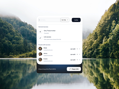 File Sharing Popup UI – Smooth & Intuitive Access Control access control clean interface collaboration tool ui dashboard component figma ui file sharing ui glassmorphism minimal ui modern ui popup ui product design saas design sharing modal ui design user permissions ux design web app ui