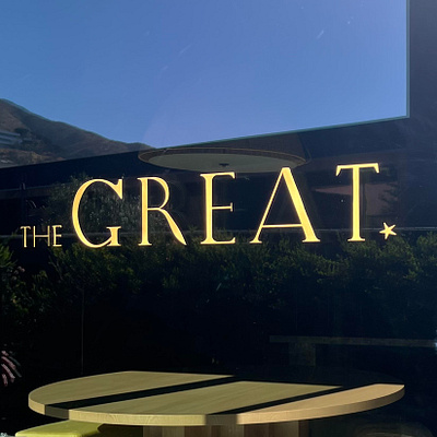 23k Gold Leaf for The Great - Malibu, CA 23k gold 23k gold leaf branding design gilding gold hand painted logo sign graphics sign painter sign painting storefront gold leaf surface gilding