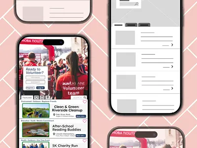 Wireframe Glow-Up ✨ Volunteer App Design behance concept concept app creative dailyui designinspiration figma figma design high fidelity low fidelity mobile app design product design ui ui design uiux ux design ux portfolio ux process volunteer app wireframe to prototype