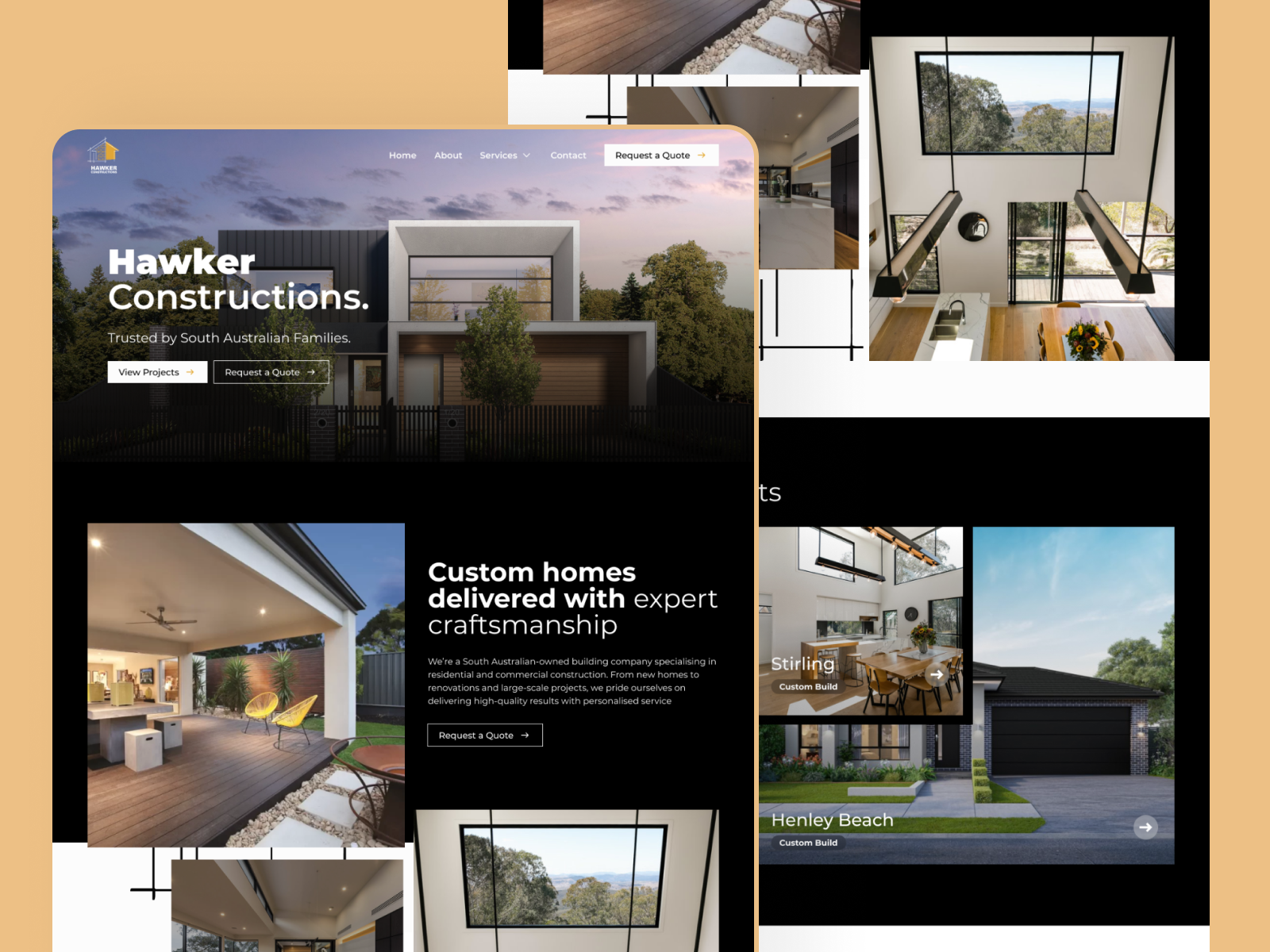 Modern Website Design for a Construction & Trade Brand apartment builder website concept construction creativerafat dark mode design figma property development trade website ui ui design ui ux design website website landing page websitedesign