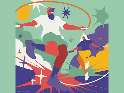 Rope Skipping illustration man rope sports vector woman