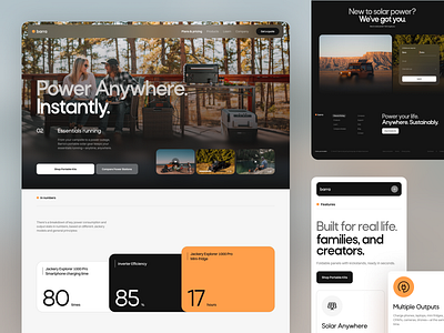 Barra - Solar generator Landing Page designinspiration greentech homepage landing page modernui responsiveui solar solargenerator solarpower sustainable ui web design webdesign website
