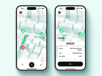 Poytaxt Parking design concept 3d app branding car logo map mobile parking
