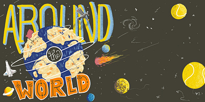 Around the Wolrd Spread bitmap childrens book design digital painting earth illustration photoshop planet procreate space