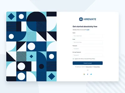 Sign Up Page Design Exploration – HIREMATE designdaily