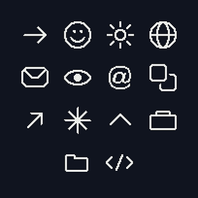 Custom pixel icon designs for my website branding design flat graphic design icon illustration logo minimal pixel portfolio ui web website
