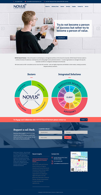 NOVUS Search Partners graphic design landing page web design website