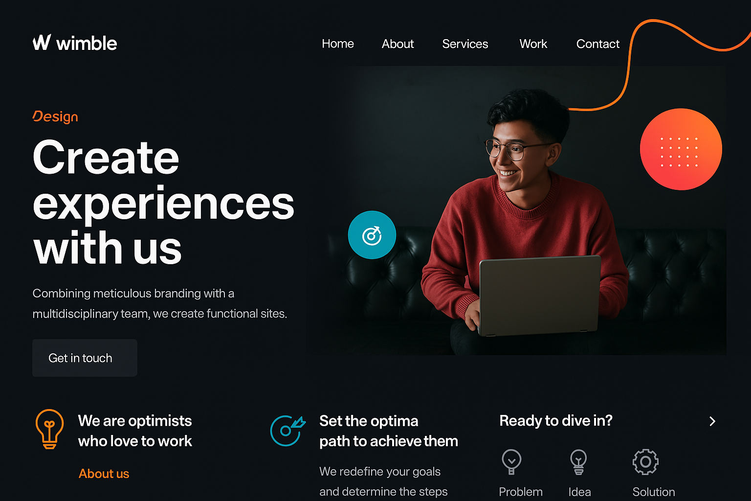 Creative Agency Hero Section – Dark Themed Web UI Design branding calltoaction creativeagency darktheme designinspiration heroheader homepage landingpage minimaldesign modernui typography uidesign userinterface uxdesign webdesign