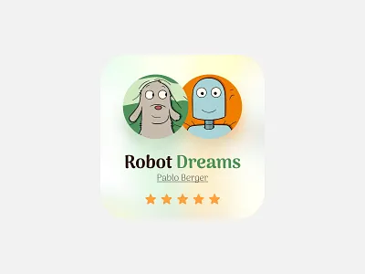 Dive into a Charming Animated World academy award card design cover film gradient icon robot dreams ui