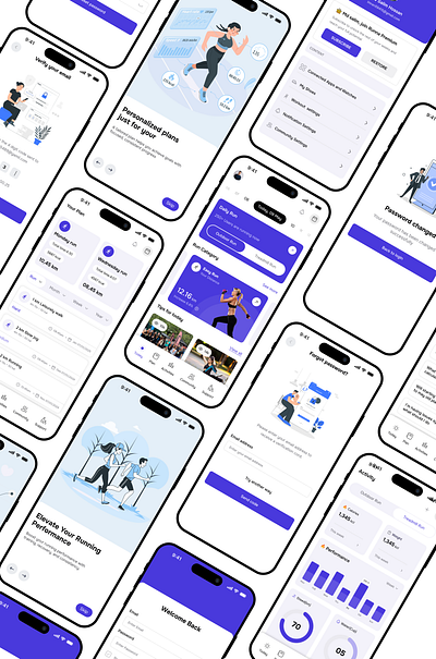 Running Mobile App – UI Design activity tracker app app design calories design fitnes forgot password health tracker jogging login mobile app run monitor run tracker running app tracking t tracking sp training ui ux wellness