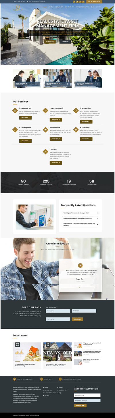 Martinez Assets graphic design landing page web design website