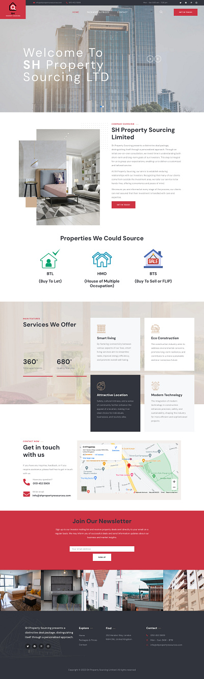 SH Property Sourcing Ltd graphic design landing page web design website