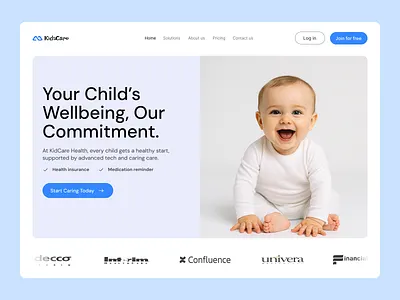 Pediatric Health Landing Page (Hero Section) child health conversion design figma design framer header header design health insurance healthcare ui hero section kidcare landing page pediatric website responsive ui ui uiux user experience ux web design webflow wordpress