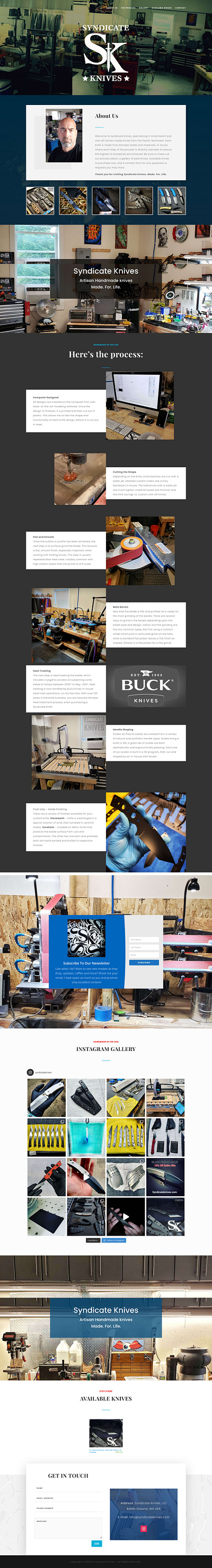 Syndicate Knives graphic design landing page web design website
