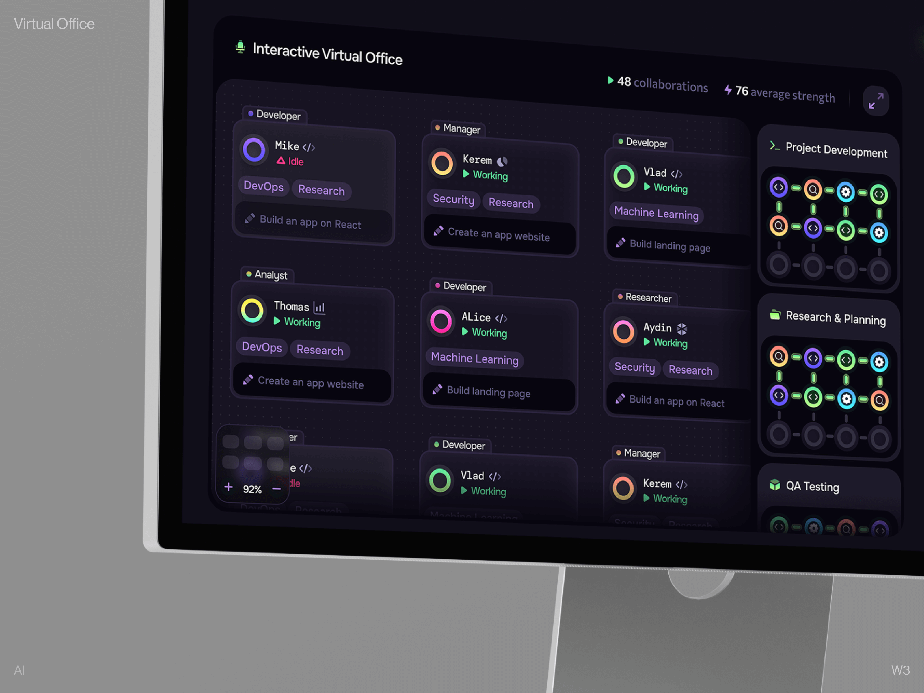 WhatTask: AI Virtual Office Workspace ai app design ai assistant ai dashboard ai fintech ai platform ai startup ai technology artificial intelligence automation crypto app dashboard ui etherium finance interaction platform product design saas dashboard tasks token web3 design