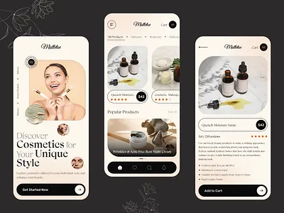 Elegant Beauty Shopping Experience — Mistletoe App UI Design app design app development beauty beauty care beauty products beauty salon branding cosmetics cosmetics app cosmetology app ecommerce makeup makeup products mobile online store product design shopping app skincare app typography