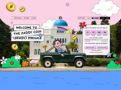 ZADY - crypto meme token. Footer crypto footer illustration landing page meme pepe roadmap web design website
