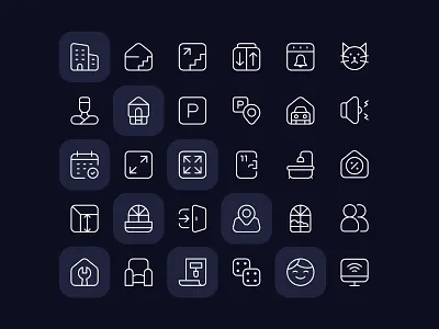 Real Estate Icon Pack for List armenia design design system graphic design icon library icon pack icons interface line icons marketplace product design real estate real estate icons ui ui design ui kit uiux web design