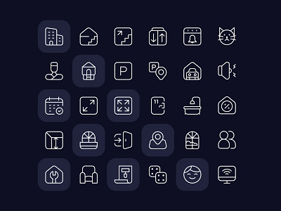 Real Estate Icon Pack for List armenia design design system graphic design icon library icon pack icons interface line icons marketplace product design real estate real estate icons ui ui design ui kit uiux web design