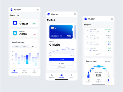 Wavepay - AI Finance Mobile Responsive ai ai agent analytics artificial intelligence b2b clean dipa inhouse finance financial management financial technology fintech investment mobile responsive product design saas startup ui wealth