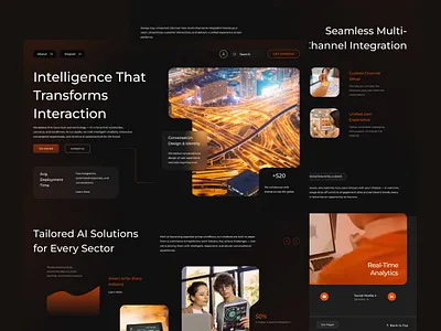 Chatbot AI App Technology Landing Page Design ai artificial intelligence chat dark data science design futuristic machine learning motion graphic saas ui uidesign ux uxdesign website