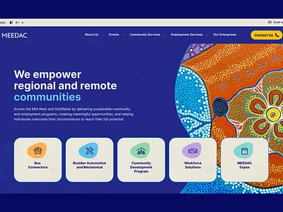 Meedac Australian Indigenous Corporation australia colorful.color community corporation design icons inde indigenous meedac indigenous corporation perth quicklinks ui ux website