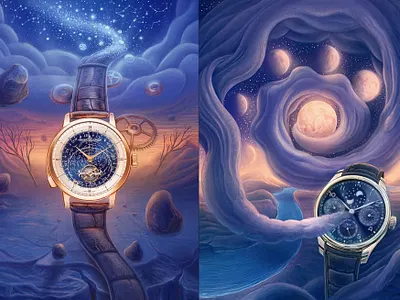 GQ Magazine - Watch Advertising Illustrations 2d art art concept design graphic design illustration painting