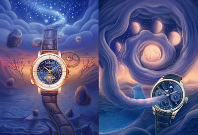 GQ Magazine - Watch Advertising Illustrations 2d art art concept design graphic design illustration painting
