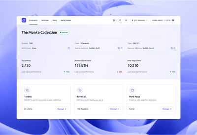 NFT Contract Overview Design blockchain branding dailyui figma graphic design nft nft page overview page product design purple ui ui design ui ux designer ux web app web3