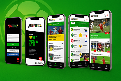 Afrisocca adobe xd mobile app sports design ui ux
