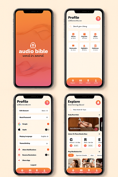 Audio Bible audio app audio bible bible interaction design mobile app design ui ux