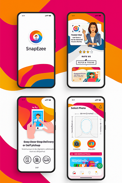 SnapEzee adobe xd figma interactive design mobile app design snapezee ui ux