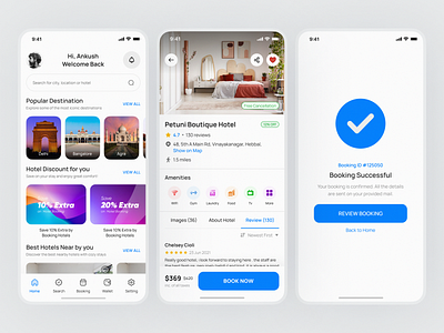 Hotel Booking App app booking app design hotel mobile mobile ui ticket travel travel app ui ui ux villa