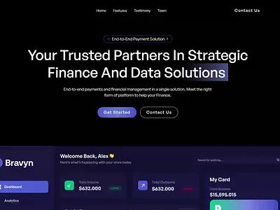 Bravyn - website tailored for tech and fintech startups figma fintech framer landing page startup tech ui web design webflow