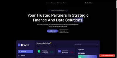 Bravyn - website tailored for tech and fintech startups figma fintech framer landing page startup tech ui web design webflow
