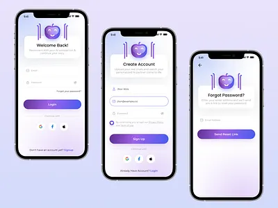 Modern Mobile App Authentication appdesigninspo apponboarding authenticationui cleandesign figmadesign forgotpassword lightmodedesign loginscreen mobileappdesign mobileui modernappdesign modernui signupscreen uidesign uikits uiux userinterface uxinspiration