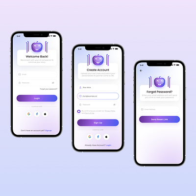 Modern Mobile App Authentication appdesigninspo apponboarding authenticationui cleandesign figmadesign forgotpassword lightmodedesign loginscreen mobileappdesign mobileui modernappdesign modernui signupscreen uidesign uikits uiux userinterface uxinspiration