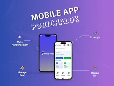 Rent Management Mobile App app application branding figma mobile app porichalok rent rent management app ui