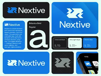 Nextive – Minimalist Symbol Logo for Branding Design abstract logo arrow logo brand designer brand identity branding brandmark design directional symbol futuristic logo logo logotype minimalist logo modern logo professional logo speed logo startup logo symbol logo technology logo