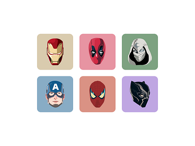 Marvel Characters headshot black panther captain america deadpool fan art headshot illustration illustrator iron man moon knight spider man superhero