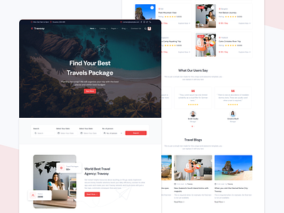 Travosy - Tour & Travel Agency Template agency branding business classic clean creative design illustration listing logo marketing modern software tour travel ui web design
